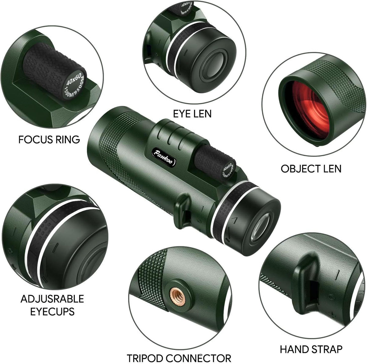 40X60 Monocular Telescope, High Power Monocular for Adults with Phone Adapter & Tripod & Hand Strap, Equipped with BAK4 Prism for Bird Watching