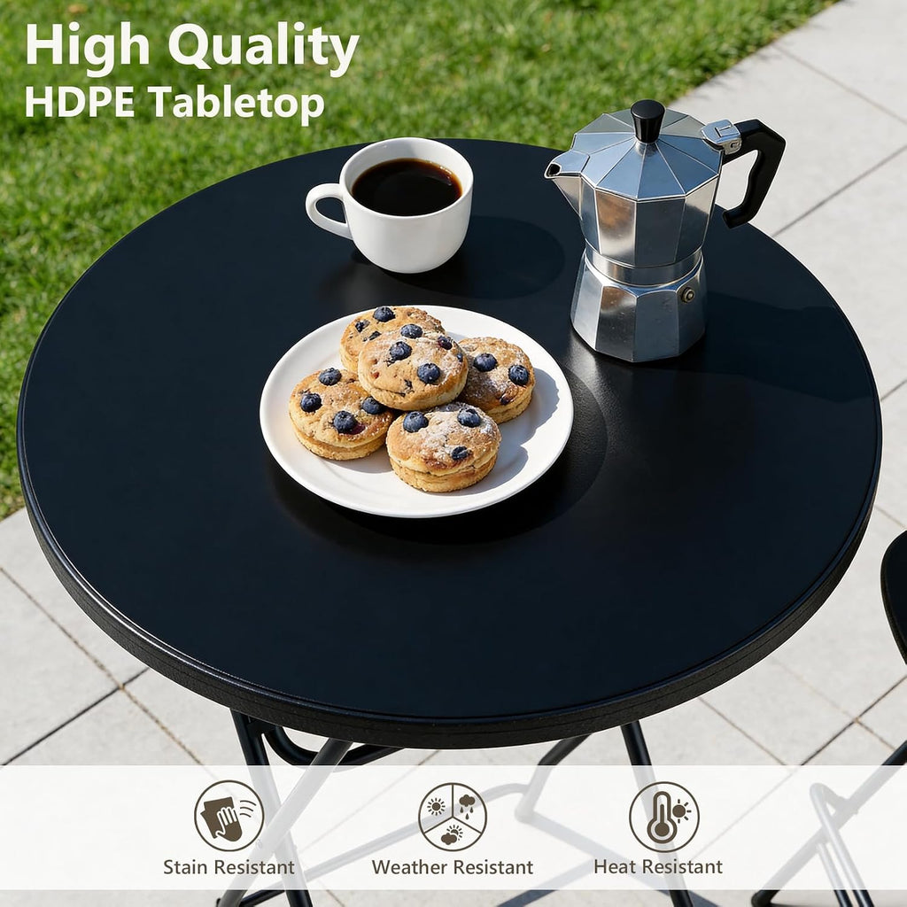 Folding Table, 32 Inch Foldable Cocktail Bar, High Top Round Folding Tables No Assembly, Portable Bistro & Commercial Furniture for Wedding, Banquet, Party, Indoor Outdoor Use