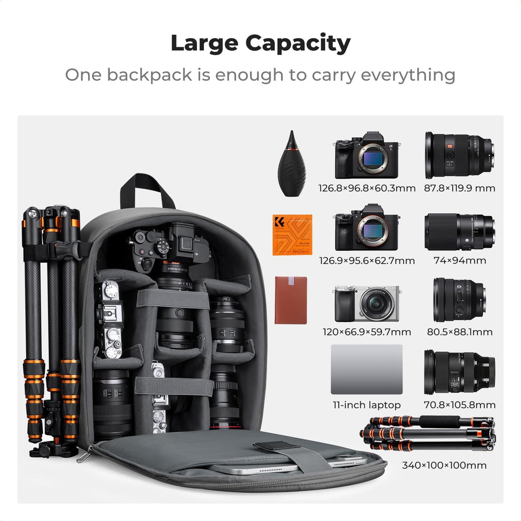 K&F CONCEPT Camera Backpack, DSLR/SLR/Mirrorless Photography Camera Bag