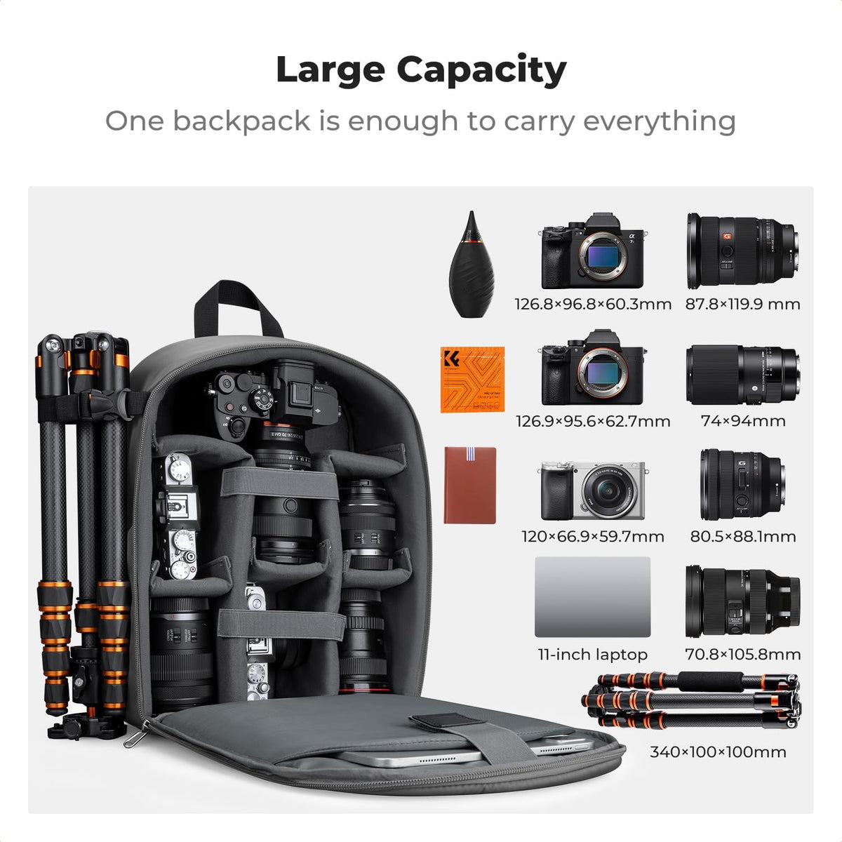 K&F CONCEPT Camera Backpack, DSLR/SLR/Mirrorless Photography Camera Bag