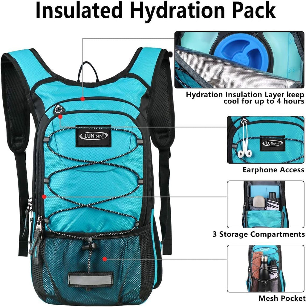 Hydration Backpack with 3L Water Bladder, Small Hydration Pack Backpack for Men Women, Lightweight Water Backpack with Cooler Layer for Running, Biking, Hiking