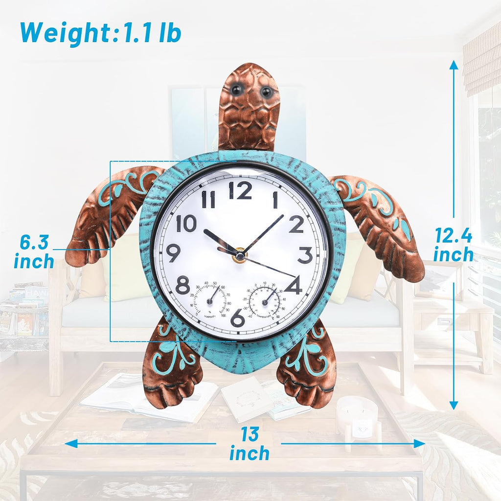 MUMTOP Turtle Outdoor Clock Waterproof for Patio Pool Garden Home