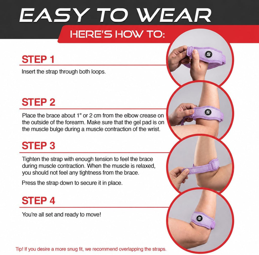 Sleeve Stars Tennis Elbow Brace for Men & Women, Elbow Brace for Tendonitis, Tennis Elbow Strap, Golfers Elbow Brace, Elbow Support Wrap for Tennis Elbow Relief, Fits 9"-23" (Pair/Light Purple)