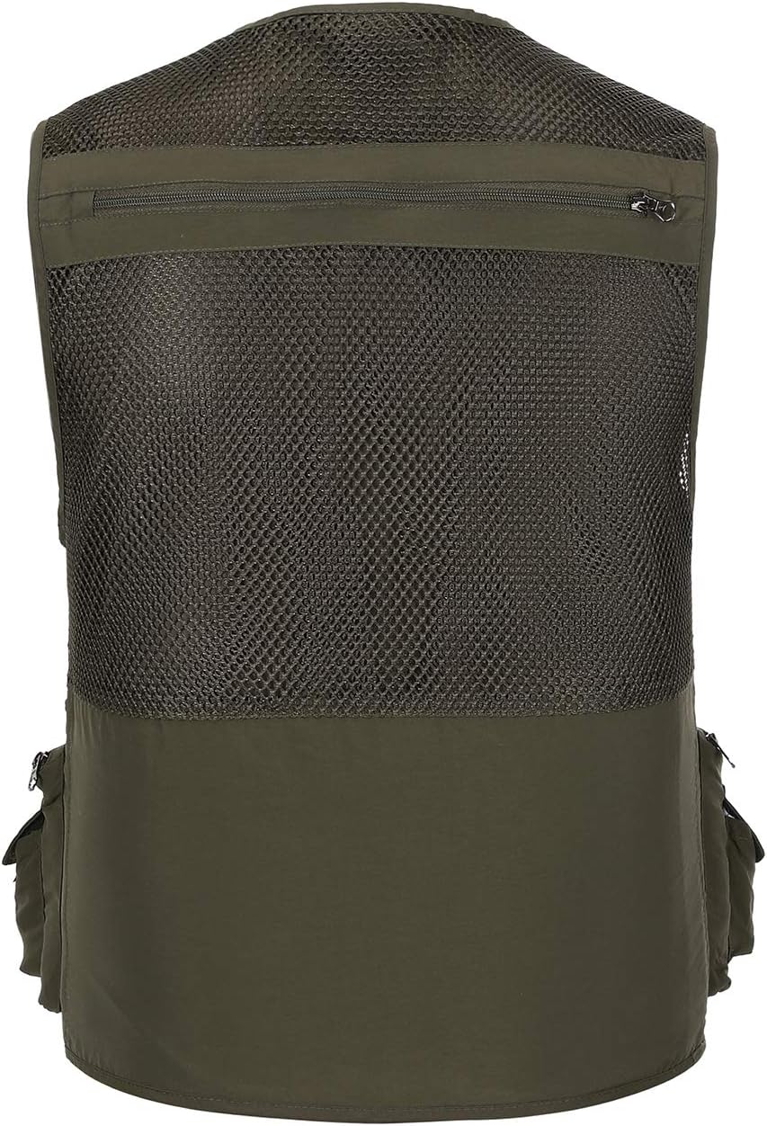 Hbufnha Outdoor Fishing Hunting Vest Multi Pockets Work Cargo Jacket