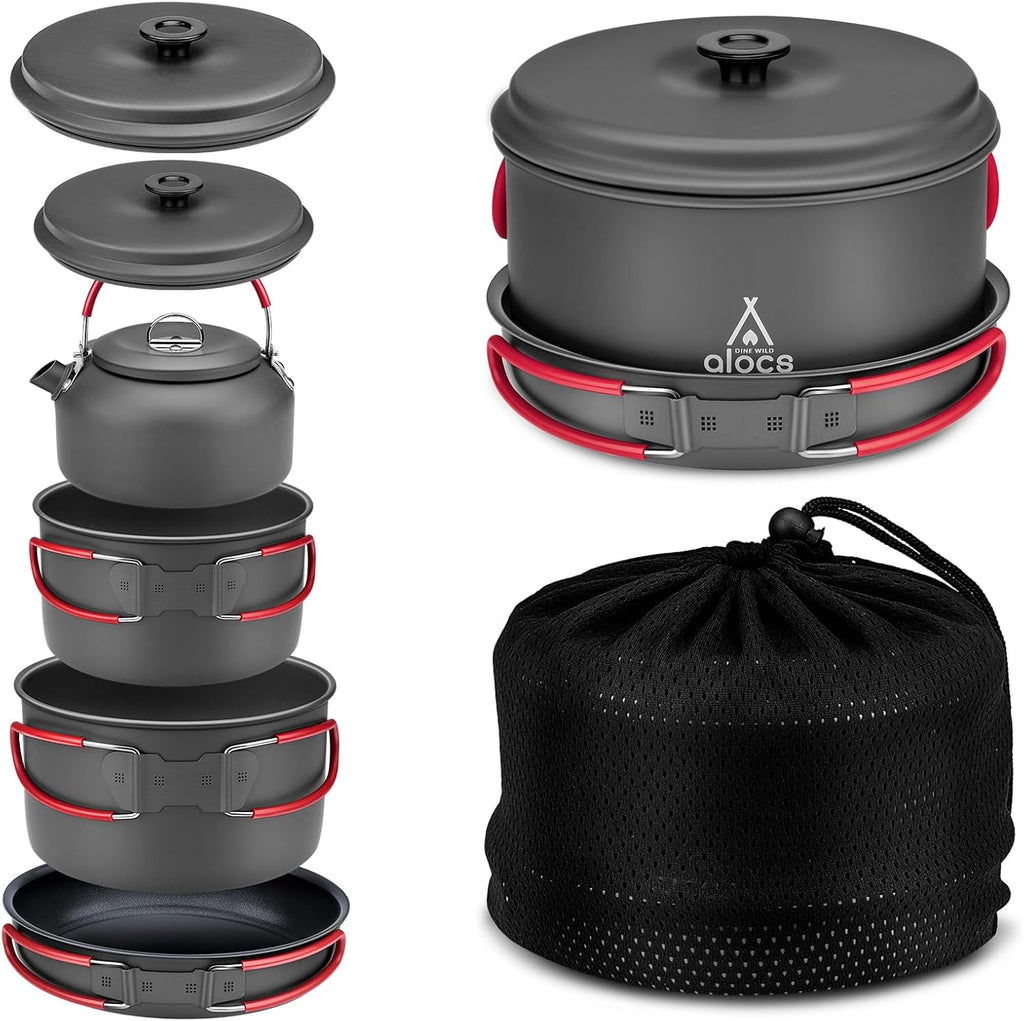 ALOCS Camping Cookware Set Camping Gear Compact Camping Pots and Pans Set