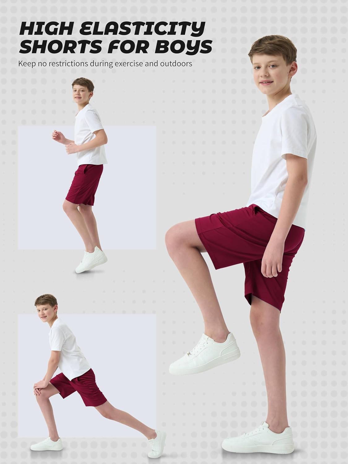 5 Pack Boys Athletic Shorts Basketball Soccer Dry-Fit Shorts with Pockets