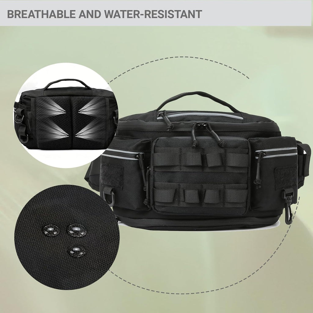 Tactical Fanny Pack ，Utility Bags Military Waist Bag Pack Hip Belt Bumbag for Men Women Fishing Hiking Hunting with Patch (LightBlue)