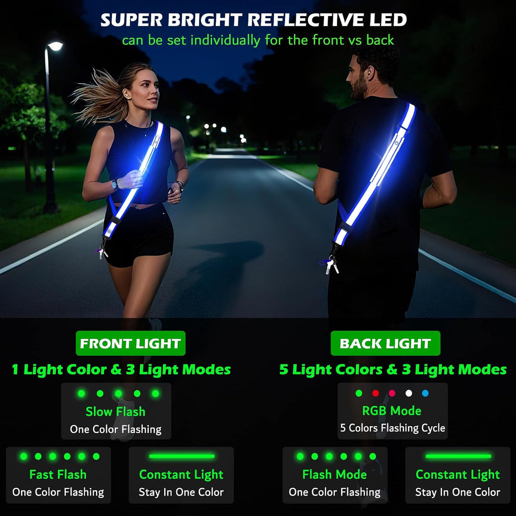 LED Reflective Night Walking Safety Gear,Adjustable Walking Light Belt, for Night Dog Walking,High Visibility Safety Lights for Walking at Night for Men Women Jogging Running Biking