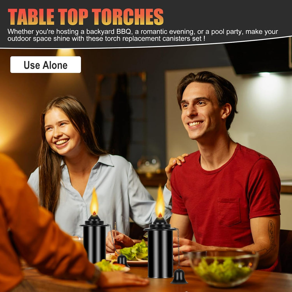 16oz Torch Replacement Canisters,Torch Refillable Canisters Bamboo Torch Fuel Can, Citronella Tabletop Torches Canister Outdoor for Patio Garden Decor, Black, 4 Pack