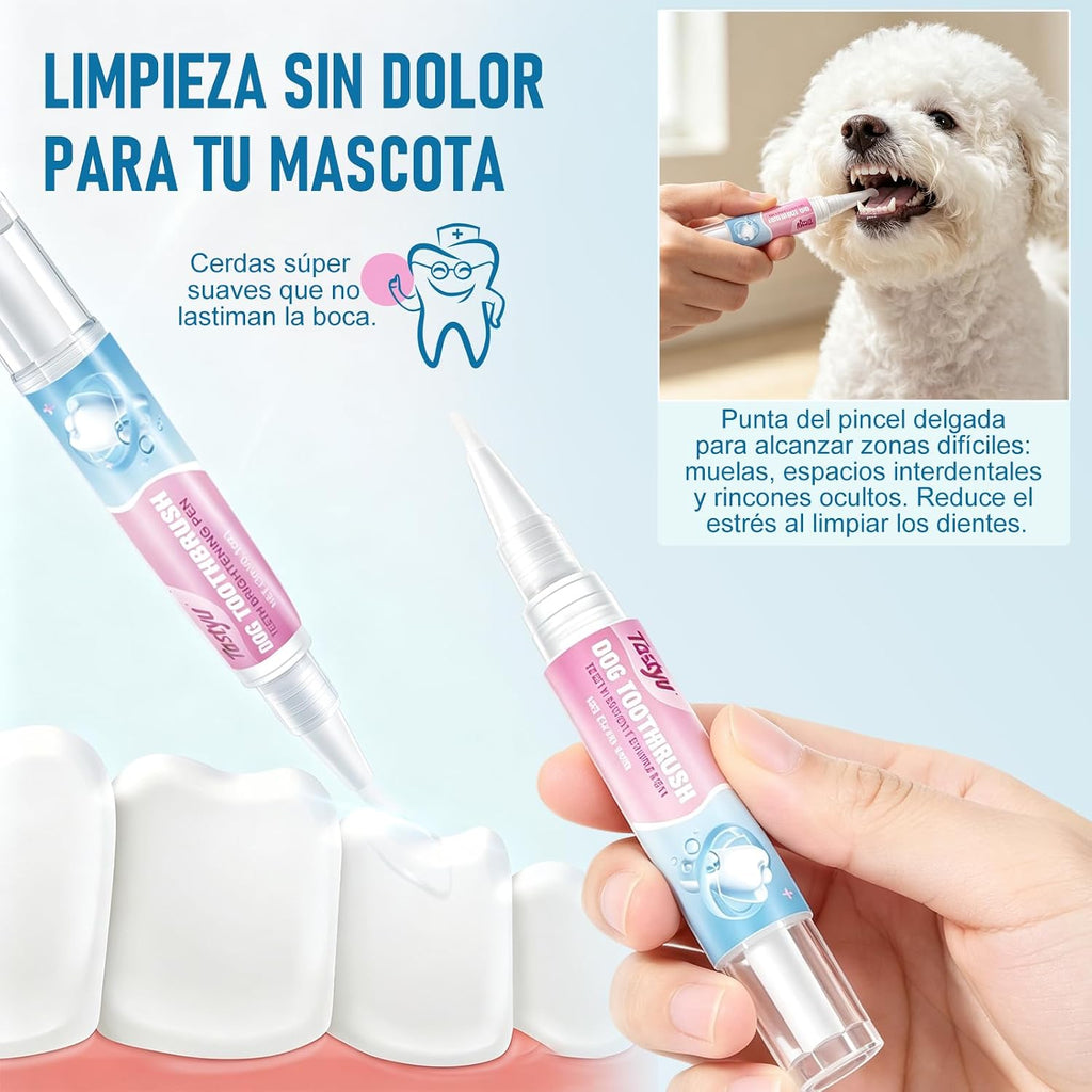 Dog Teeth Brightening Toothbrush Pen with Finger Sleeve, Pet Oral Cleaning Gel Brush Kit, Freshen Breath, Gentle Gum Care, 2-in-1 Dog Dental Cleaning Tool for Daily Pet Oral Hygiene