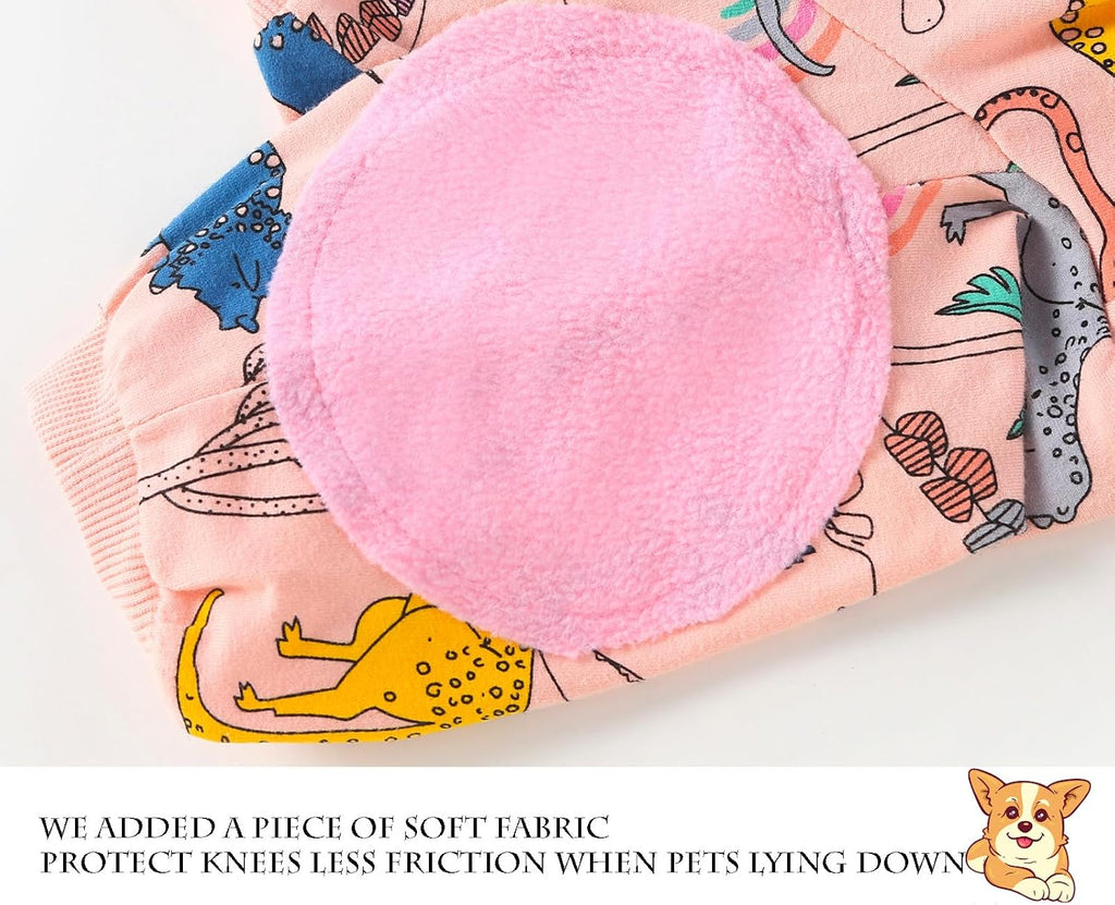 Dog T Shirts Cotton Dinosaur Pattern Prints Shirt Pajamas Pets Breathable Stretchy Clothes for Extra Large Dogs (3XL,Pink Dinosaur)