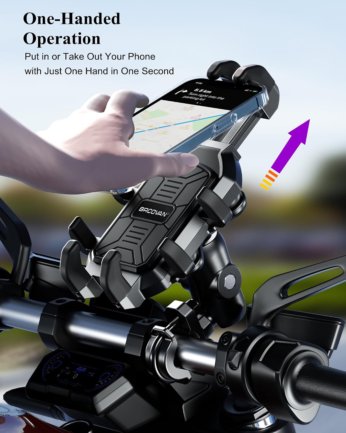 BRCOVAN Motorcycle Phone Mount Holder with Vibration Dampener