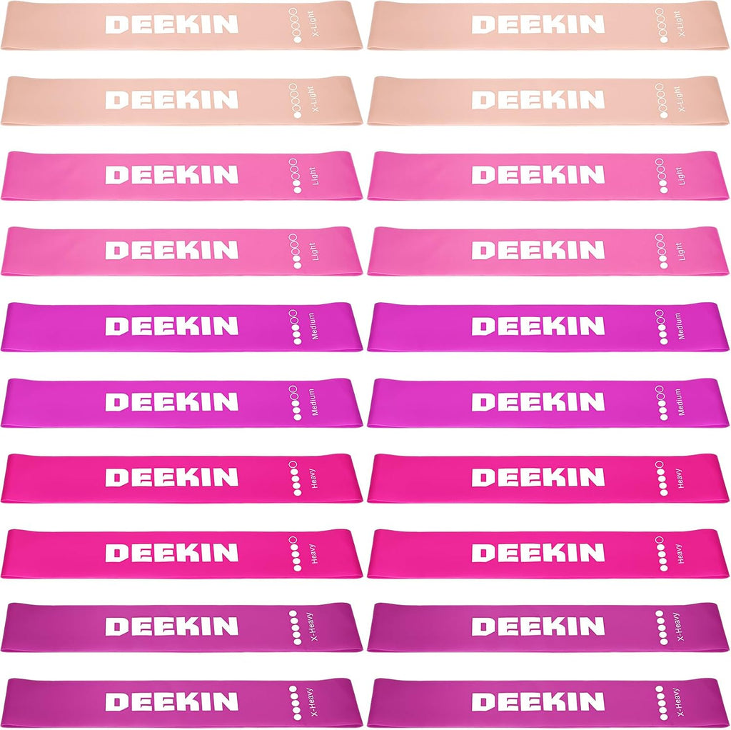 DEEKIN 20 Pcs Resistance Bands Resistance Loop Exercise Bands Exercise Equipment Elastic Drag Ring for Women and Men Home Fitness, Gym, Yoga