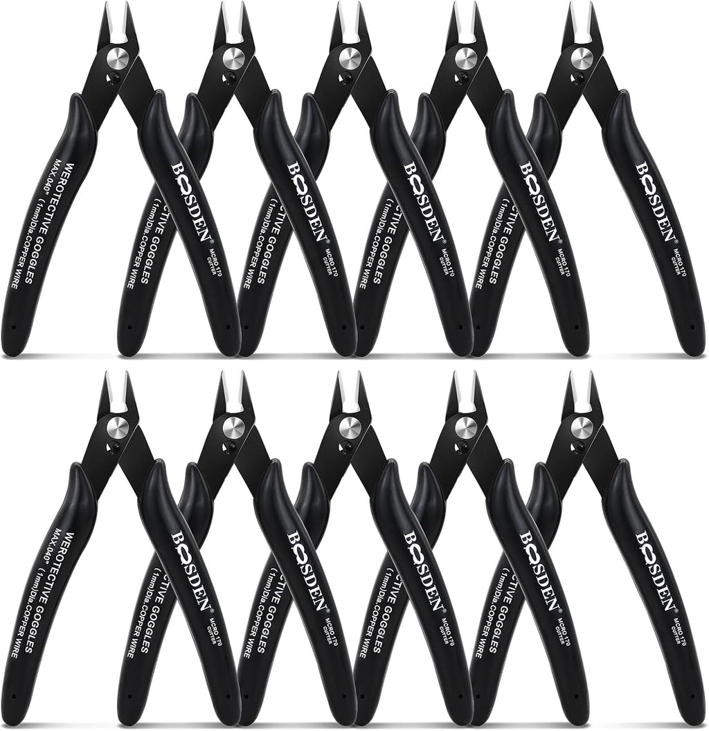 BOOSDEN 5 Pack Small Micro Wire Cutters Flush Cutter Pliers 5-Inch