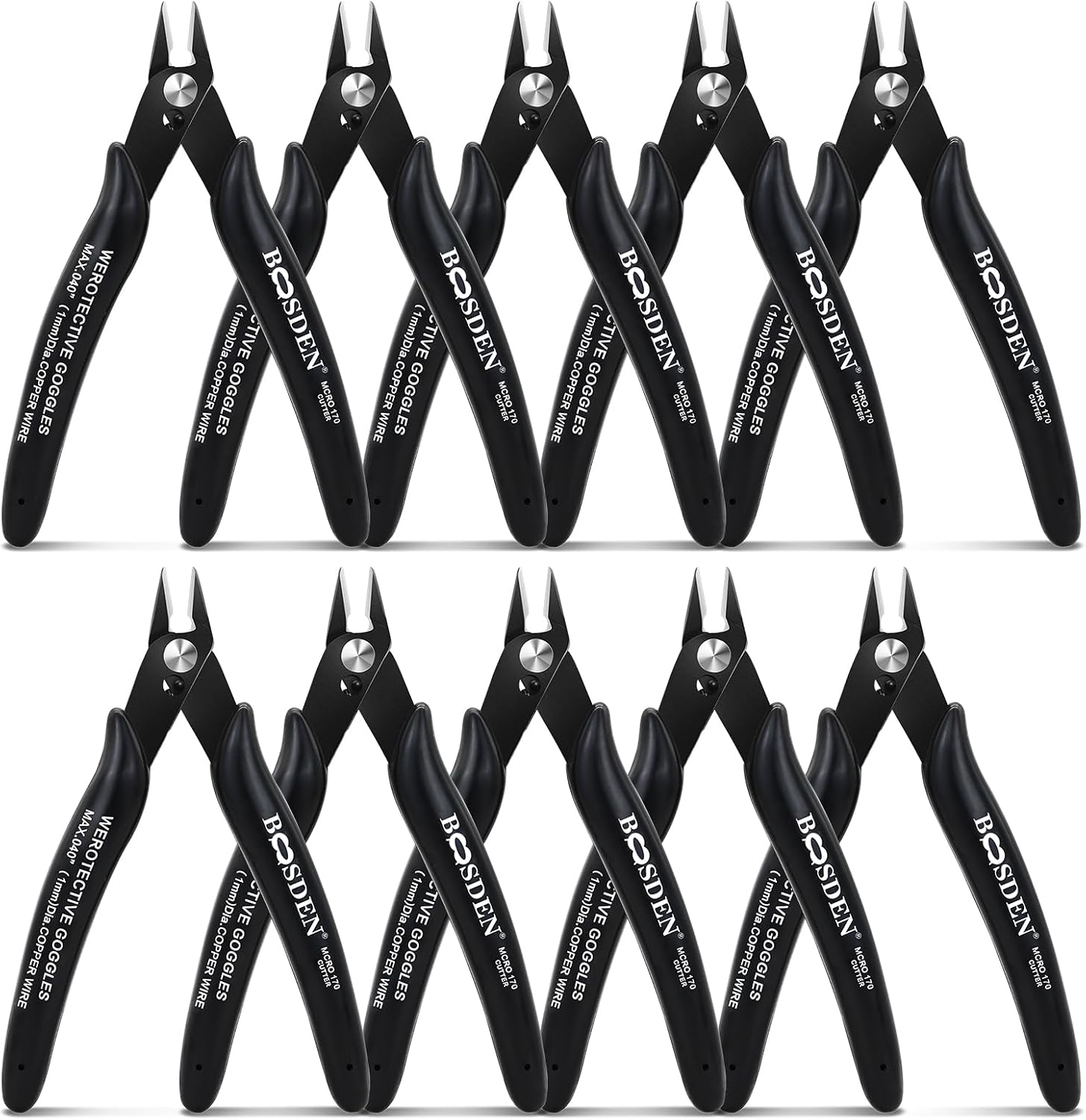 BOOSDEN 5 Pack Small Micro Wire Cutters Flush Cutter Pliers 5-Inch