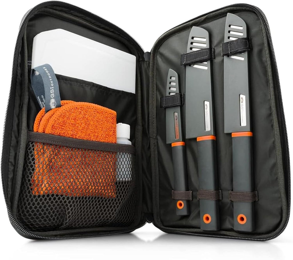 GSI Outdoors Santoku Knife Set, 6 pc Camp Chef Kit with Cutting Board