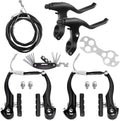 Gashwer V-Type Bike Brakes Set, Complete Universal Bike Front and Rear MTB Bicycle Brake, Inner and Outer Callipers Cables Lever Kit with Multi-Tool Wrenches Black