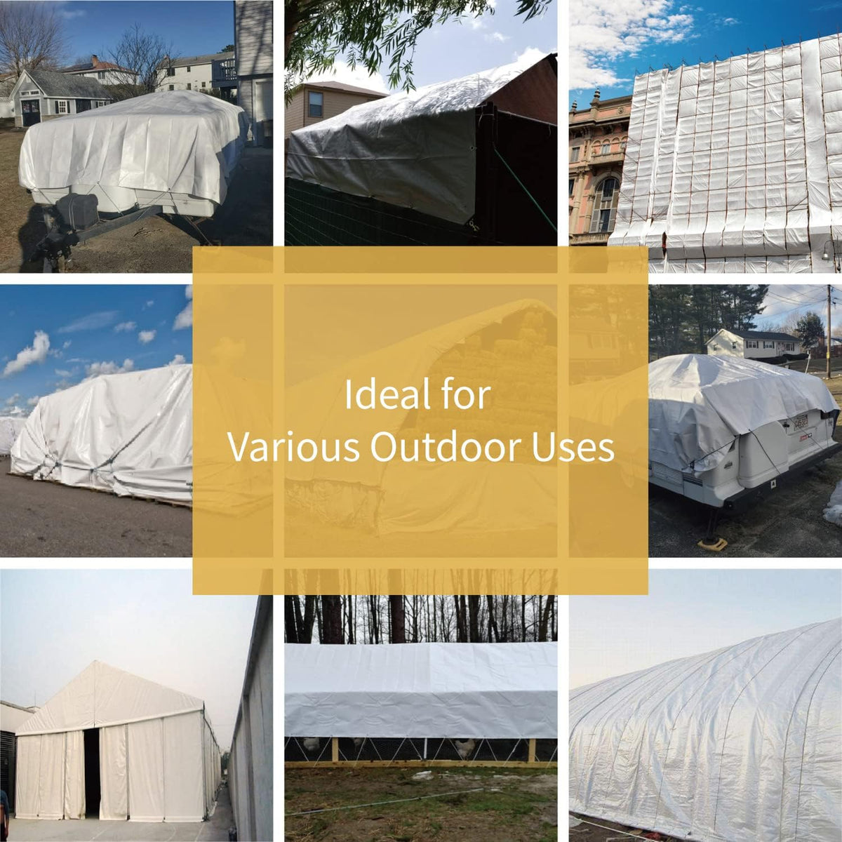 GUARD SHIELD White Tarp 12x16 Feet Medium Duty All Purpose Poly Tarps Cover 7mil