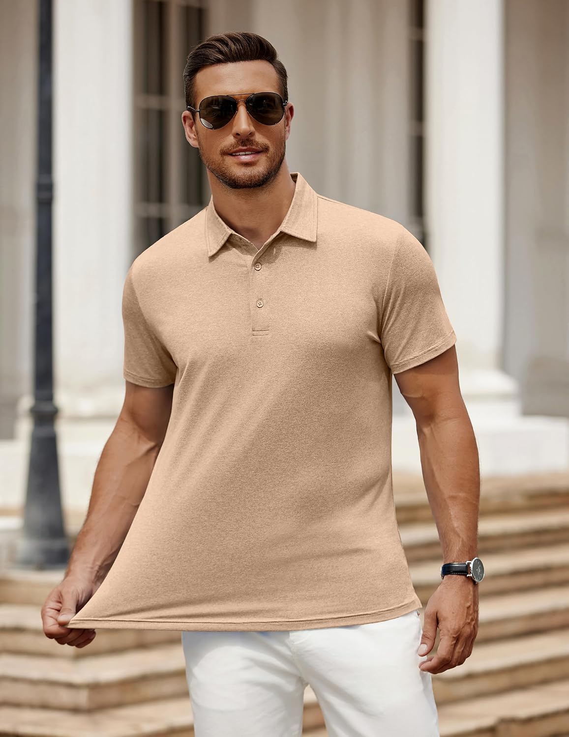 COOFANDY Men's Polo Shirt Golf Quick Dry Performance Short Sleeve Moisture Wicking Athletic Polo Collared Tennis T-Shirt