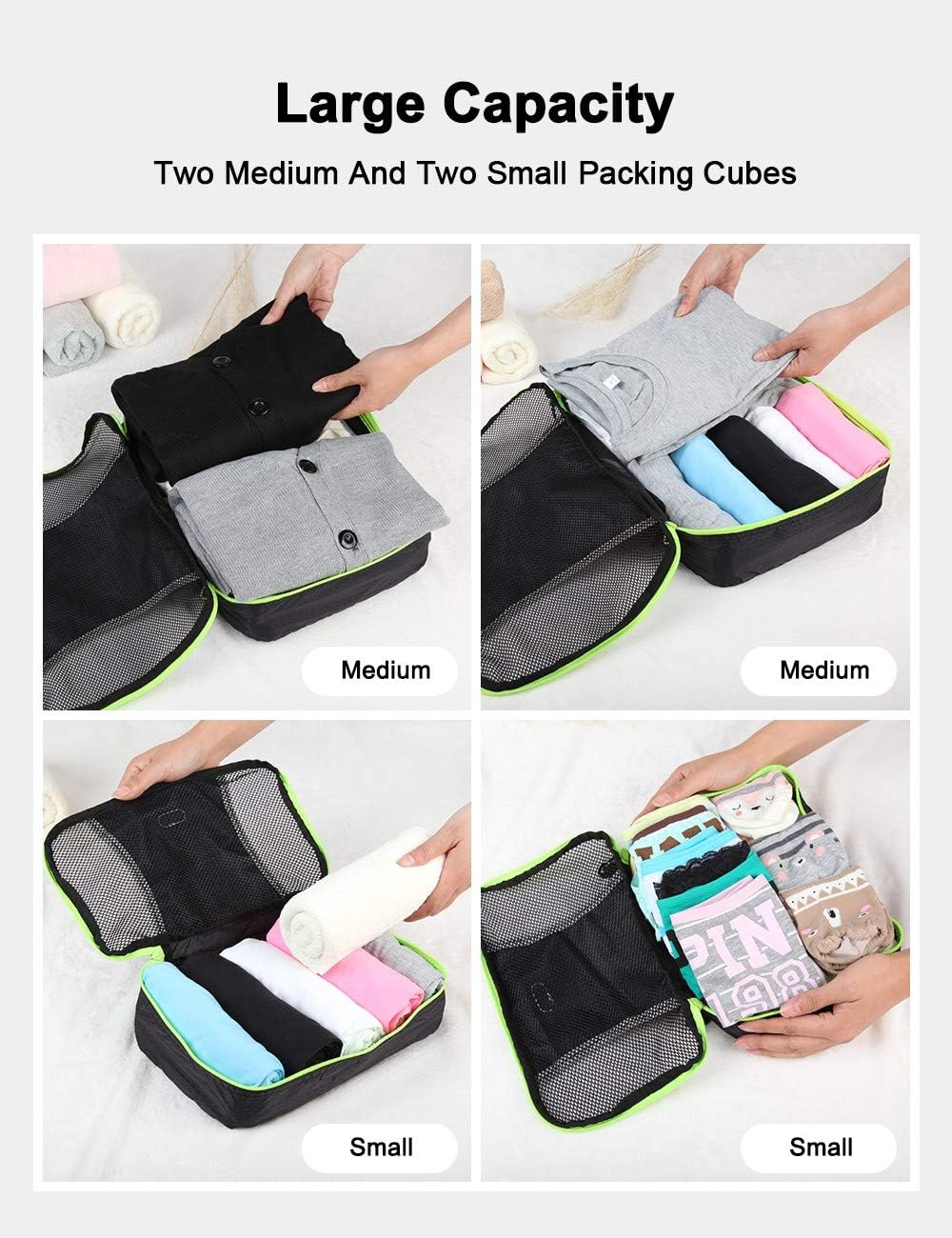 GOX Ultra Light 5 piece Packing Cubes Travel Luggage Organizer 1 Large 2 Medium 2 Small