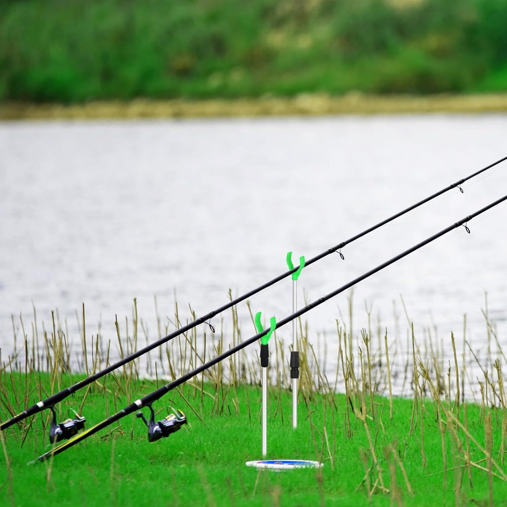 Fishing Rod Holder for Ground: 6pcs Extendable Telescopic Fishing Pole Holders for Bank Ground Sand with 12 Alarm Bells