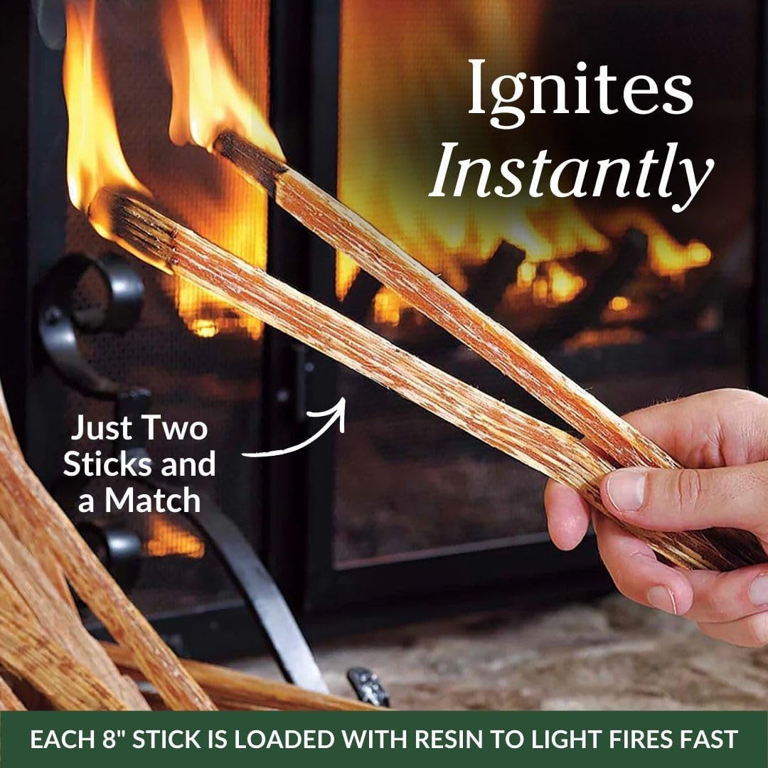 Plow & Hearth 10 LBS Fatwood Fire Starter Sticks Organic Kindling, Easy Ignition Fat Wood, All Natural Firestarters for Fire Pit, Wood Stoves, Fireplaces, Campfires, Bonfires, BBQ