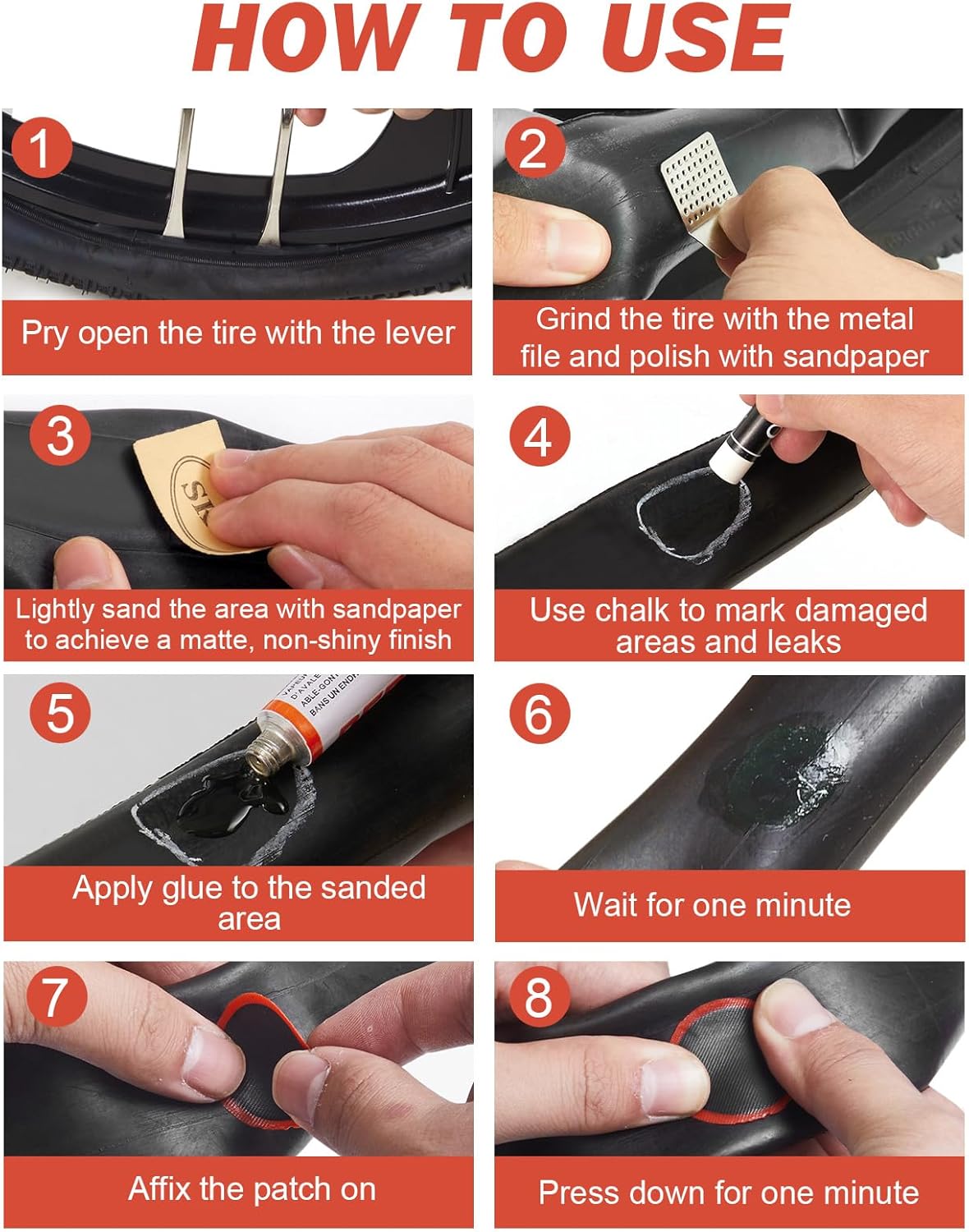 Zacro Bike Tire Repair Kit 91 PCS Vulcanizing Glue Stainless Tire Levers