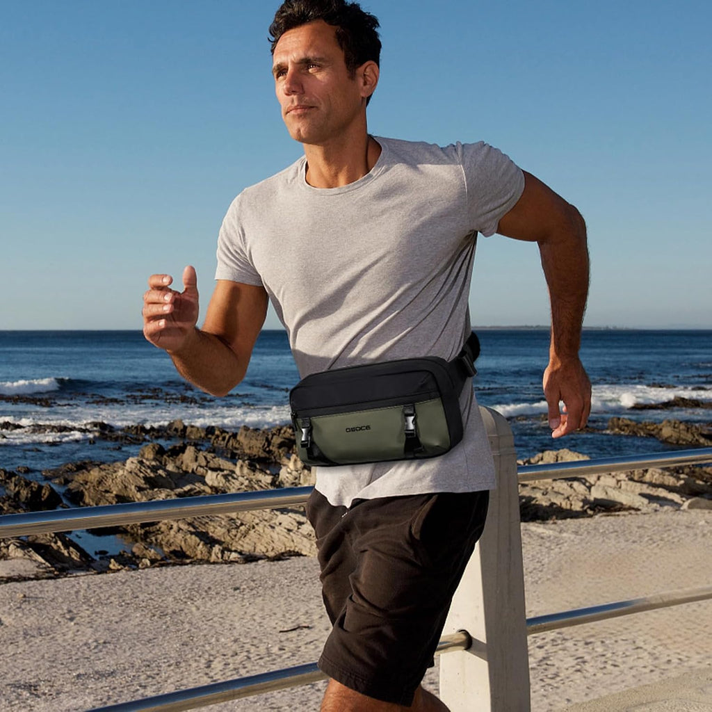 OSOCE Fanny Bag for Men, Waist Bag Water-Resistant, Side Release Buckle, L