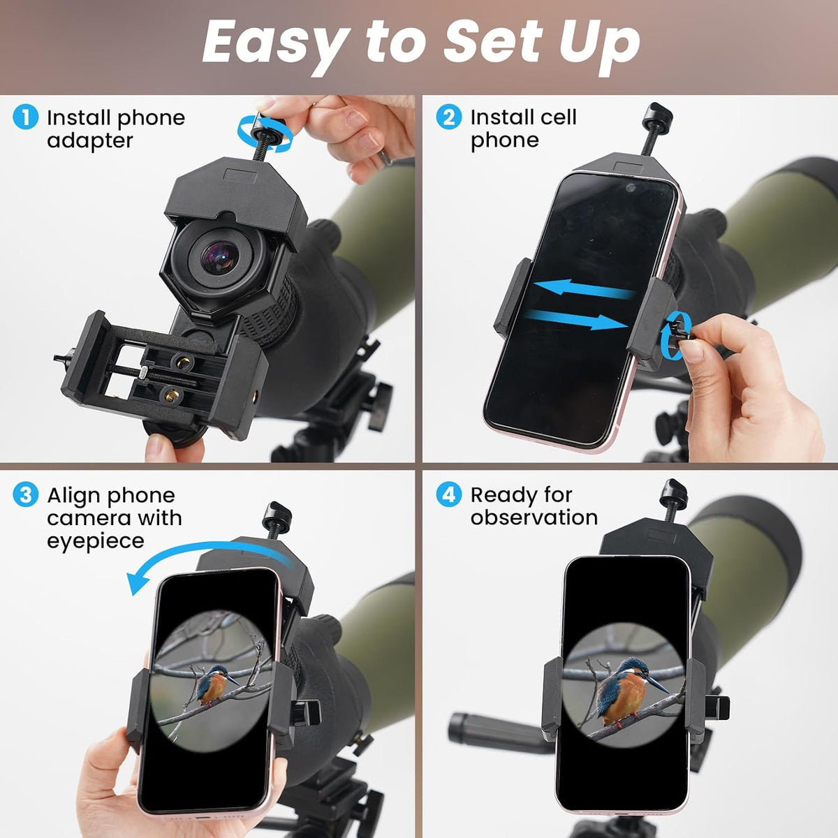 GOSKY Spotting Scope Phone Adapter for Binoculars & Monoculars