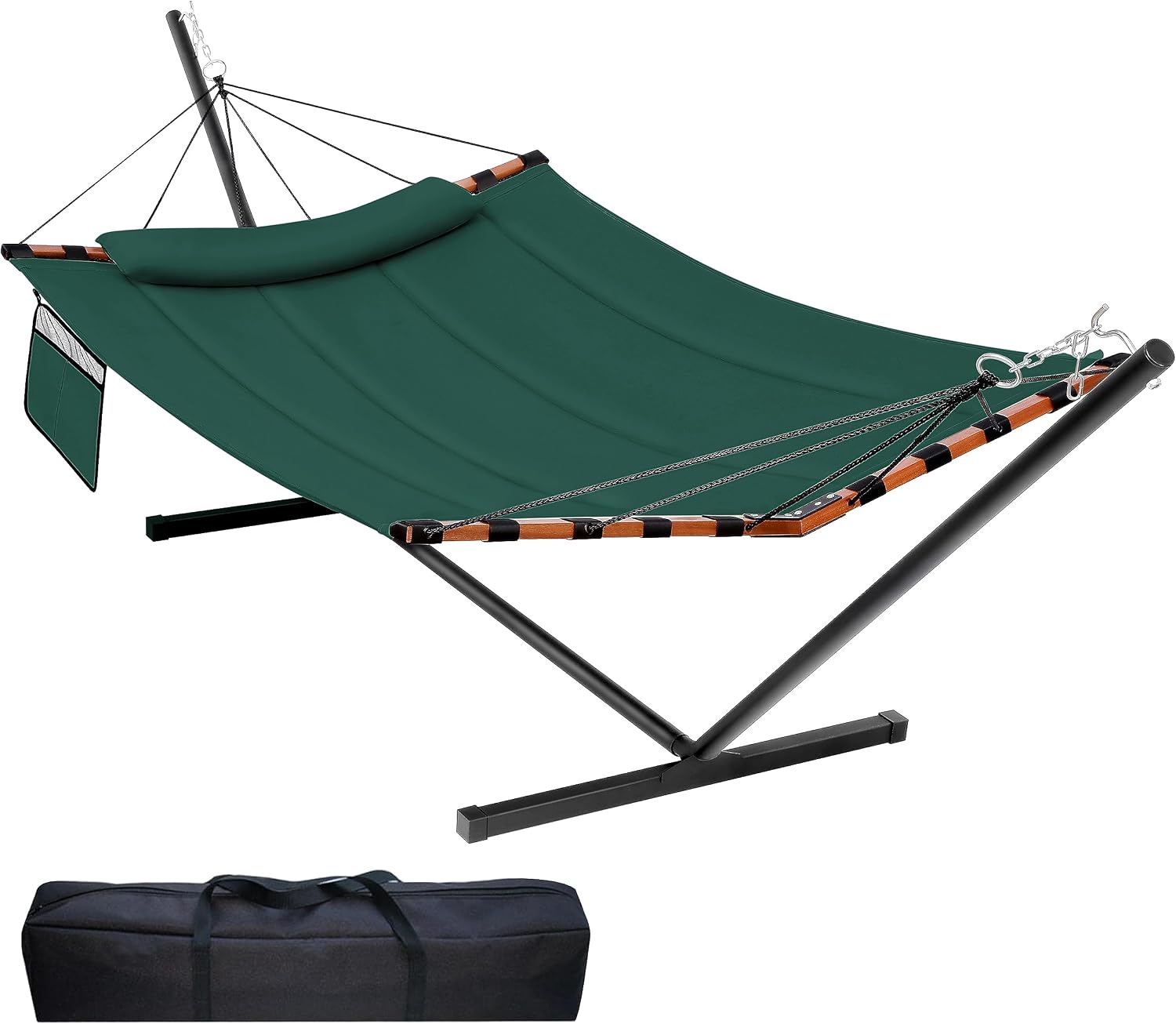 TegerDeger 12FT 2 Person Hammock with Stand V-Shape Spreader Bar -Beige