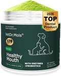 Dog Teeth Cleaning Powder, Dog Dental Powder and Cats Breath Freshener, Plaque Off Pet Tooth Cleaning lab co, Bad Breath & Tartar Remover for Dogs, Dog Teeth Cleaning with Enzymes 120 Day Supply, 120g