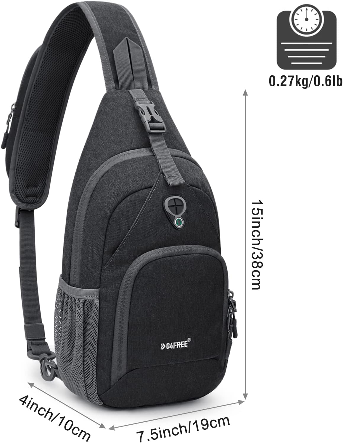 G4Free RFID Sling Bag Crossbody Backpack Small Chest Shoulder Bag Hiking Outdoor