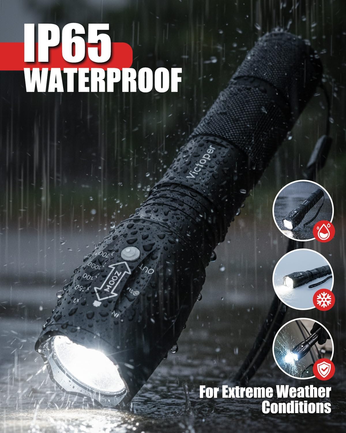 Victoper LED Flashlight 2 Pack, Bright Tactical Torch High Lumens 5 Modes, Waterproof Zoomable Flash Light for Outdoor, Birthday Gifts for Men, Dorm Room Hiking Camping Essentials Gear for Guys