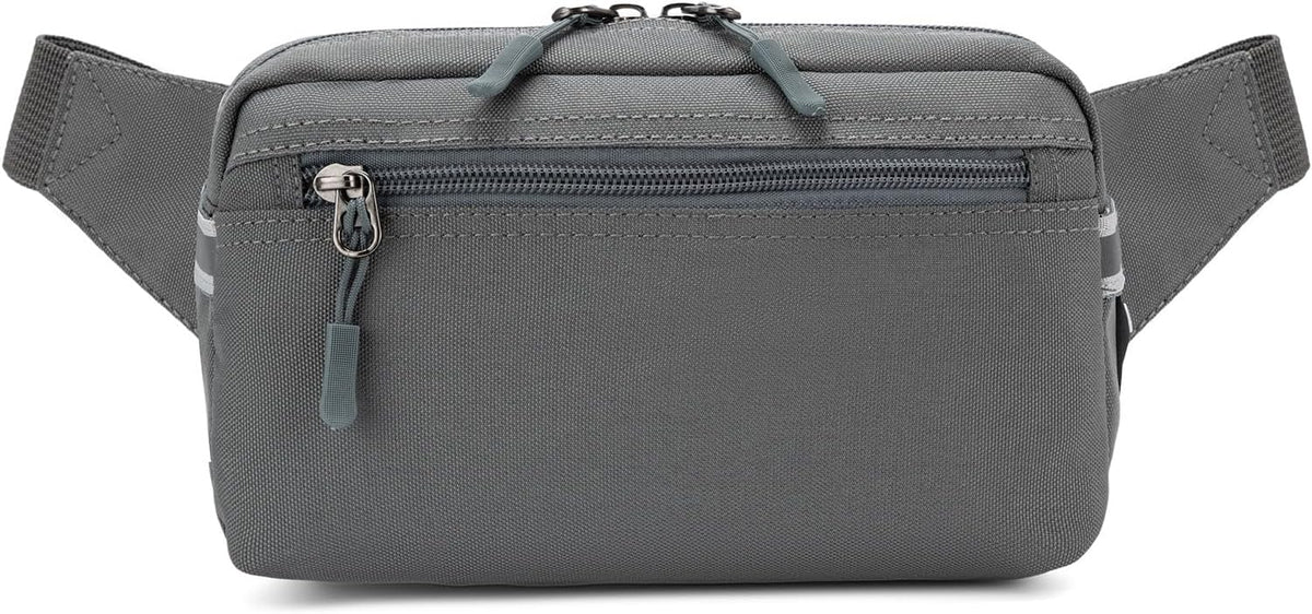 Mini Hiking Waist Bag, 3-Pocket 1.7L RFID Blocking Fanny Pack for Men Women (Grey)