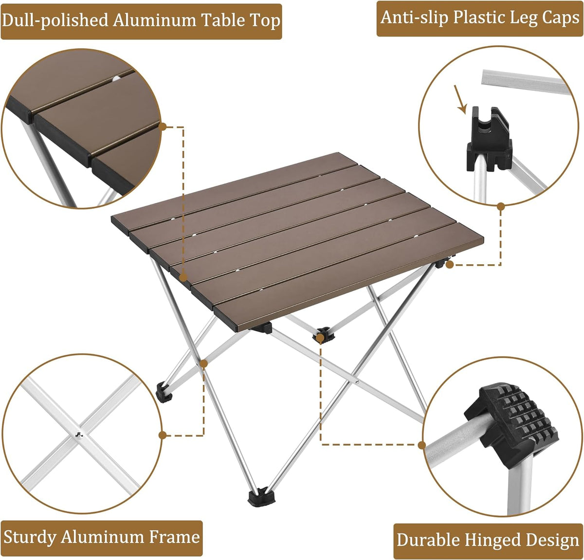 Grope Portable Camping Table,Aluminum Folding Beach Table (Coffee-S)