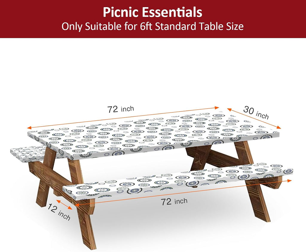 6ft 72in Picnic Table and Bench Cover, 3 Pack, Blue Flywheel