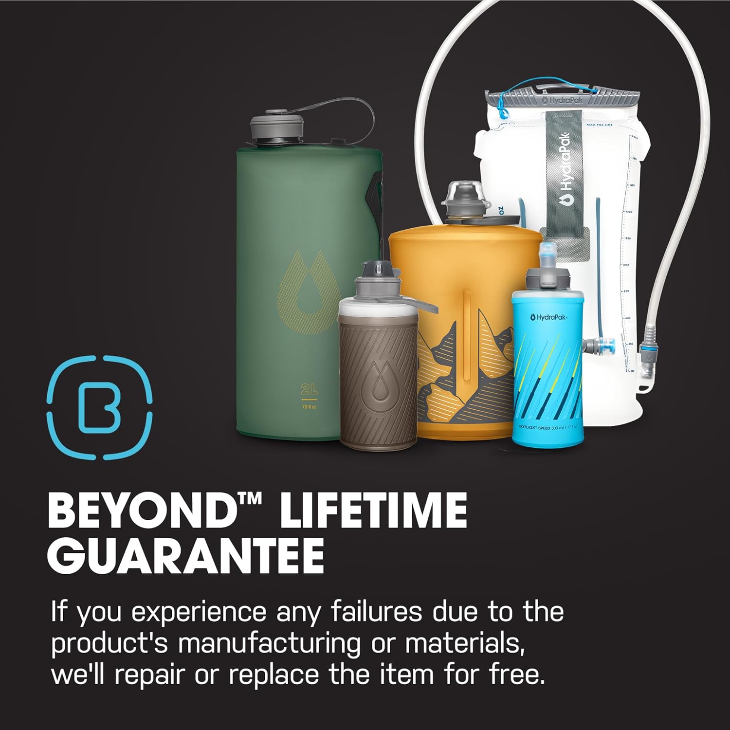 HydraPak Flux Collapsible Backpacking Water Bottle (750ml, Mammoth Grey)
