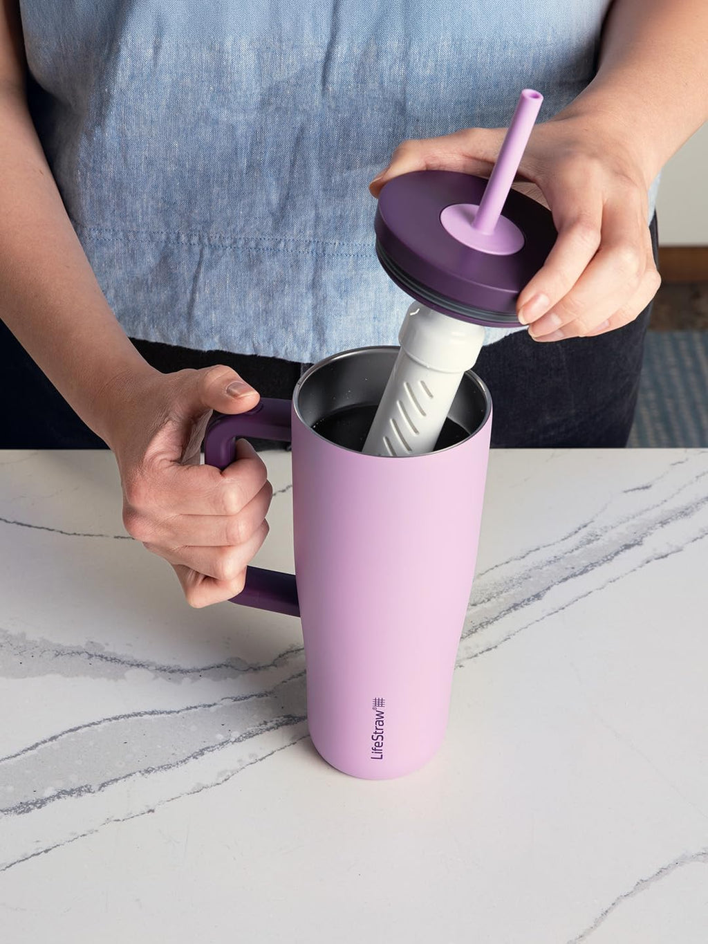 LifeStraw Go Insulated Water Filter Tumbler, 24 oz, Acai
