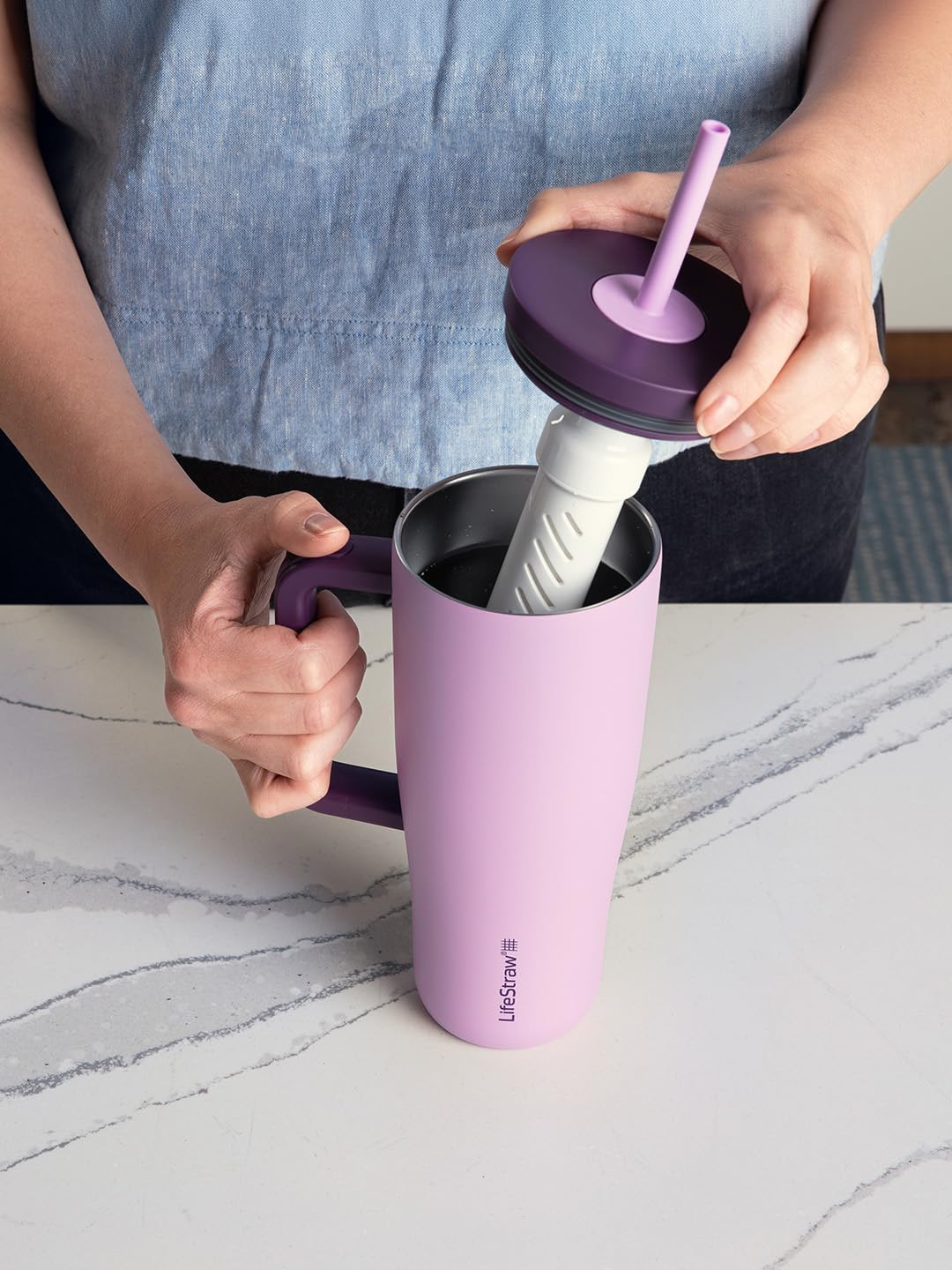 LifeStraw Go Insulated Water Filter Tumbler, 24 oz, Acai