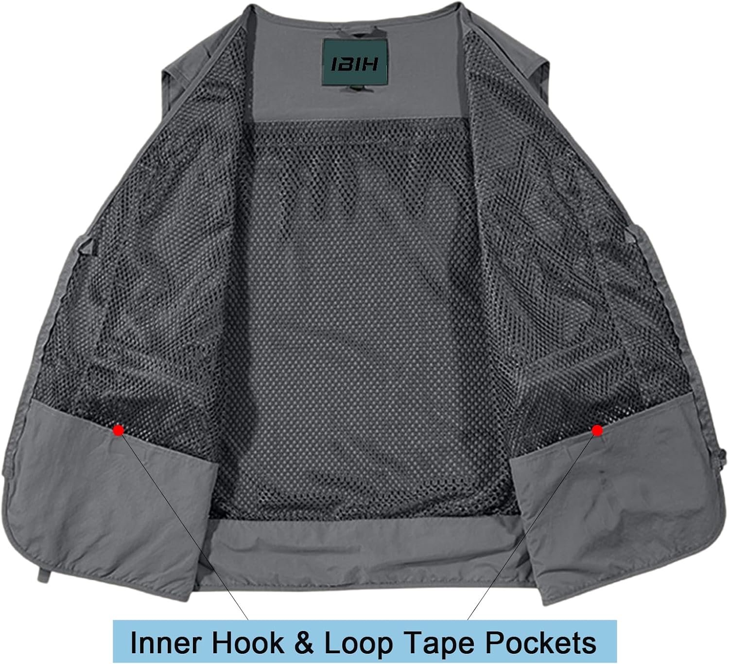 Mens Outdoor Vest Breathable Quick-Dry Fishing Vest Camping Hiking Lightweight Vest with Multi-Pocket