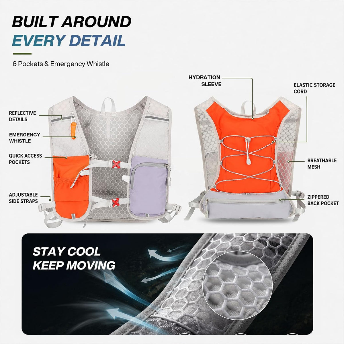 Running Vest with 2L Hydration Bladder Lightweight Pack