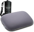 Small Travel Camping Pillow, Double-Sided Fabric Pillow with Adjustable Buckle Strap & Storage Bag, Compact Small Pillow for Airplane, Car Lumbar, Office, Washable Cover, Obsidian Black