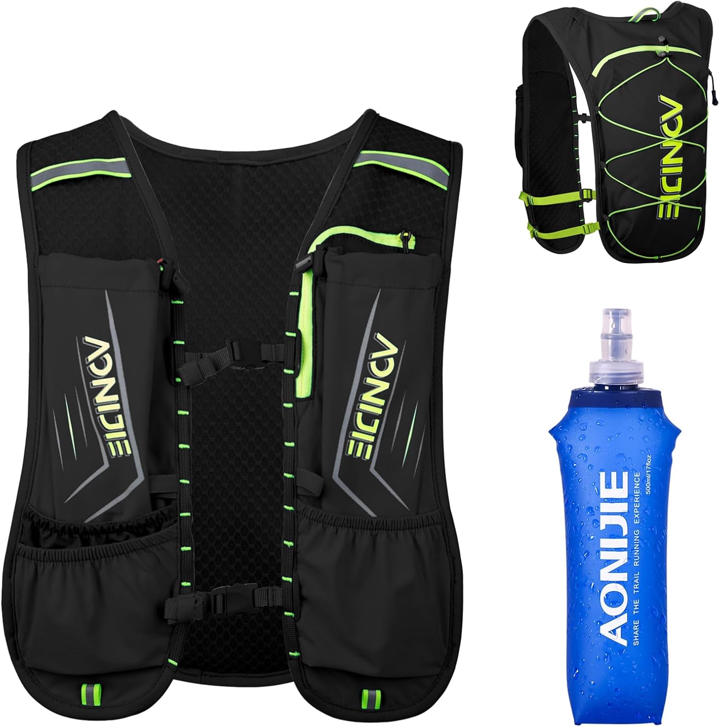 Azarxis Running Water Bottles Flask BPA Free Leakproof Hydration Vest Packs Waist Belt Replacement for Triathlon Marathon Hiking Cycling Climbing Runner