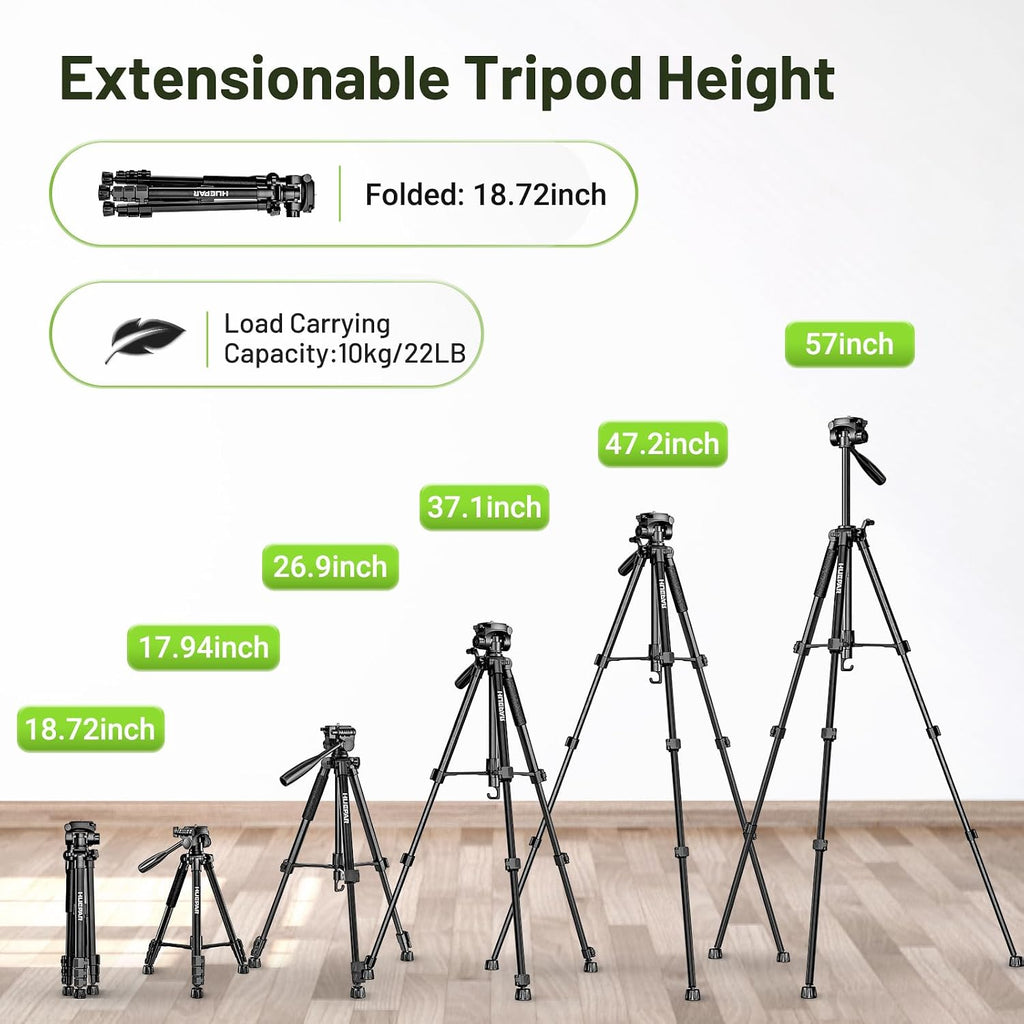 Huepar Professional Laser Level Tripod, 60 Inch Adjustable Laser Level Stand, Suit for Heavy Duty Laser Levels, Point Lasers, Laser Distance Measures; 1/4" & 5/8" Thread Mount, Non-Slip Feet, TPD14B