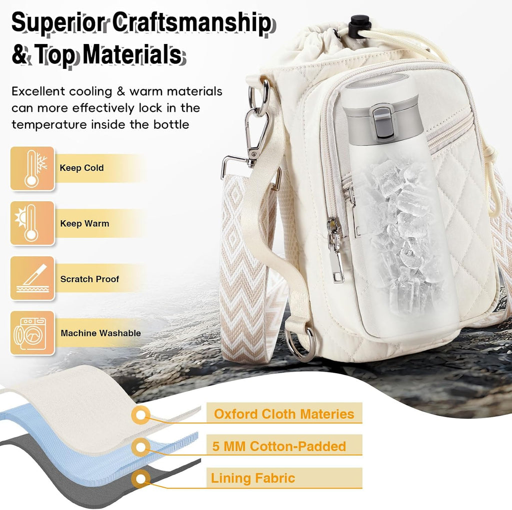 AGLOD Water Bottle Carrier Bag with Strap, Water Bottle Holder Crossbody Bags for Women Men for Walking, Hiking,Cycling
