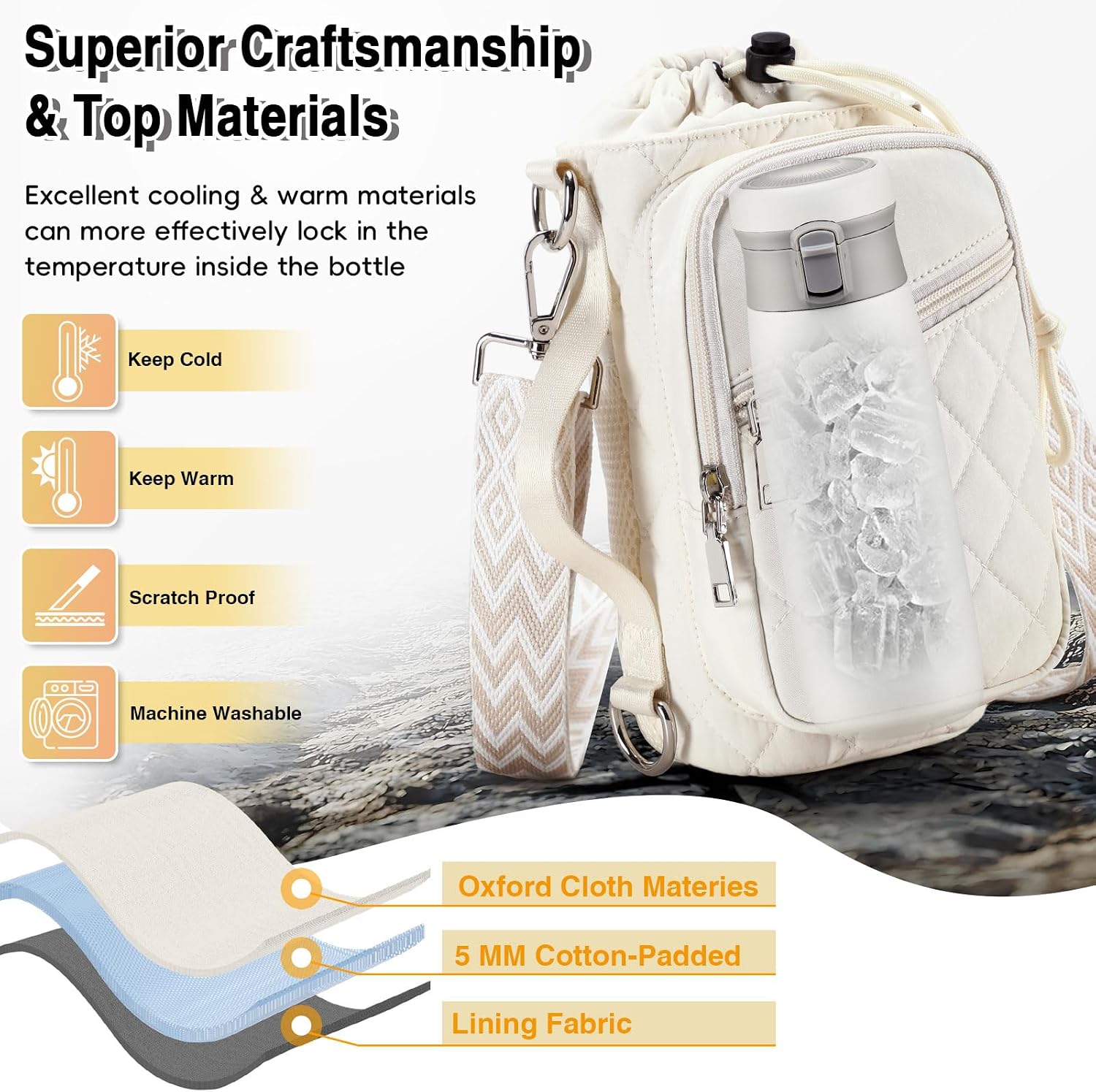 AGLOD Water Bottle Carrier Bag with Strap, Water Bottle Holder Crossbody Bags for Women Men for Walking, Hiking,Cycling