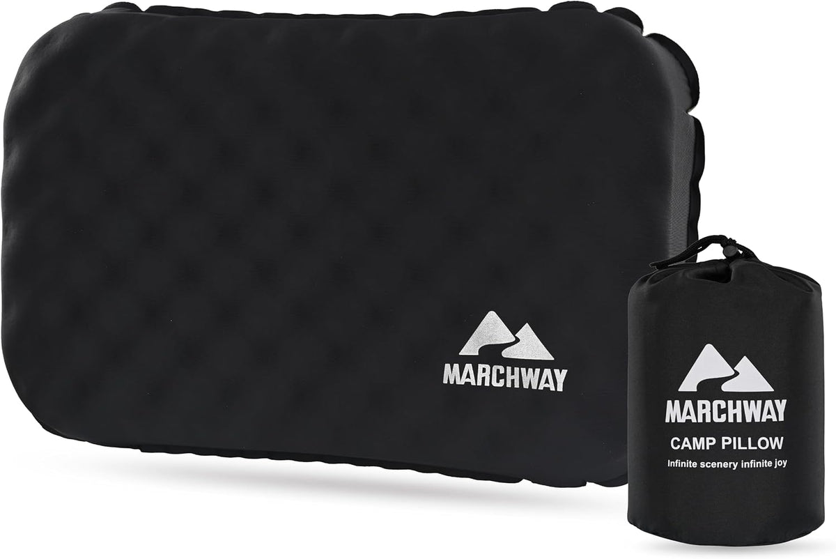 MARCHWAY Inflatable Camping Pillow with Soft Foam Top, Lightweight, Compact