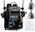 2 in 1 Compact Tactical Fishing Backpack with Tackle Boxes, Lightweight Waterproof Tackle Bag Fit 2 * 3600 Tackle Boxes, 2 Rod Holders Storage, Fishing Accessories Gift for Men Gray