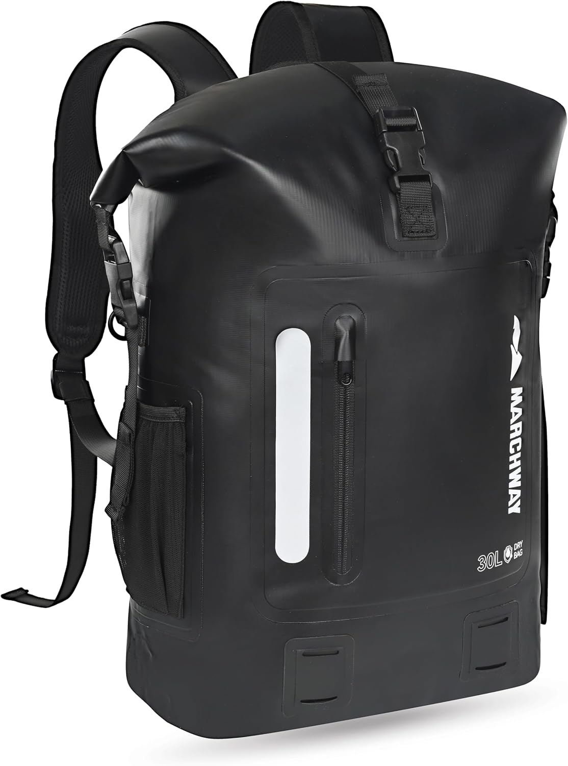 MARCHWAY Roll Top Waterproof Backpack, Floating Dry Bag 20L/30L/45L with Ergonomic Rectangular Base, Cushioned Back, Hip Strap for Hiking Camping Kayaking Travel (Blue, 20L)