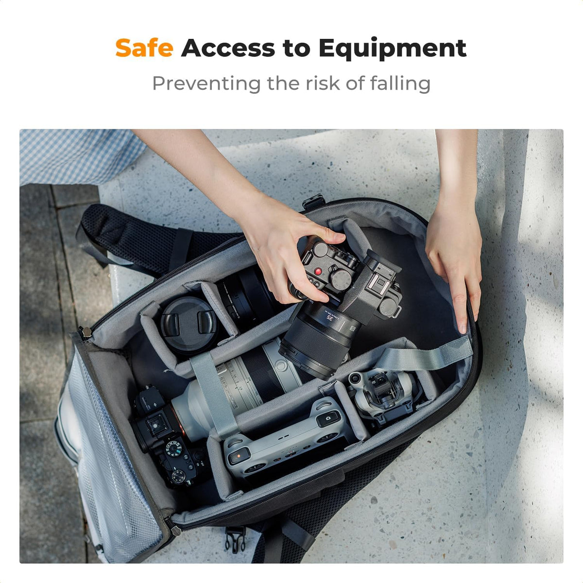 K&F CONCEPT Camera Backpacks for Photographers Travel Bag for Tripod Camera Lence Accessory with laptop compartment and Rain Cover Multi-Functional Camera Bags for Dslr Cameras